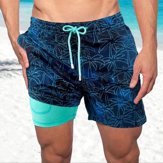 Kenan - Sorte Flamingo badeshorts