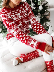 Langærmet strikket sweater til jul til kvinder - Sissa