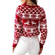 Langærmet strikket sweater til jul til kvinder - Sissa