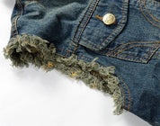 Vasket ærmeløs Hiphop Denimvest til Mænd - Haetho