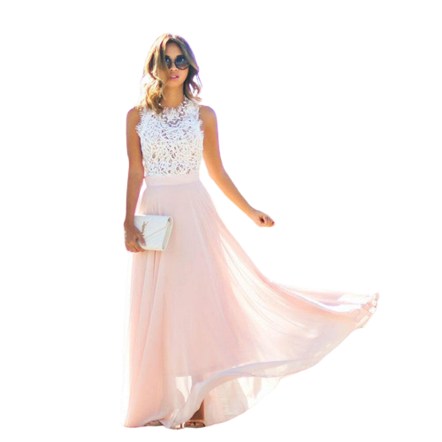 Elegant Maxi Blondekjole i Brudebryllupsstil - Loriana