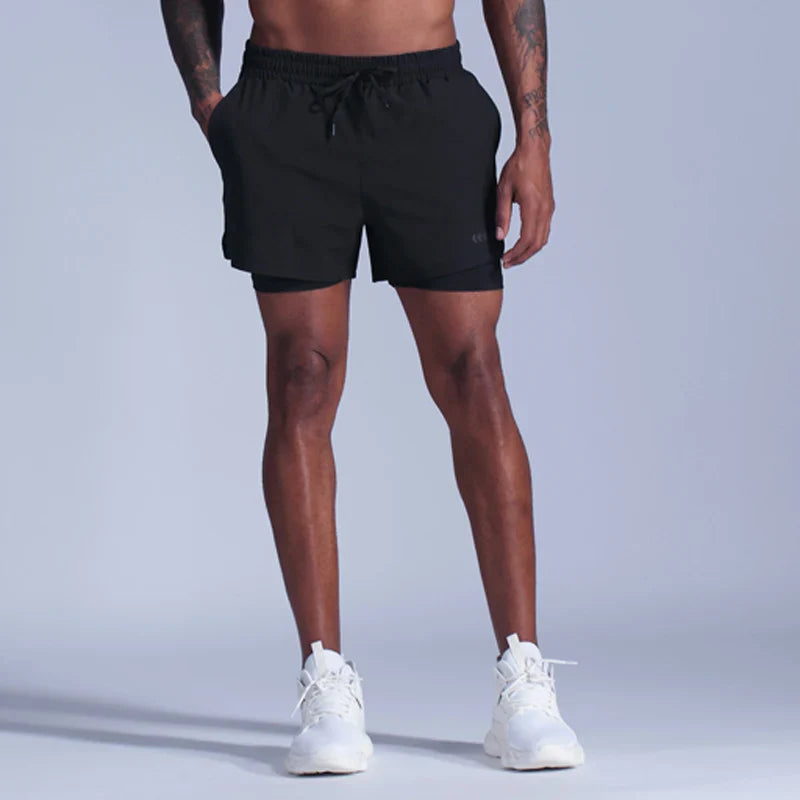 Herres 2-i-1 Løbeshorts - Hurtigttørrende til Jogging, Fitness og Træning - Daven