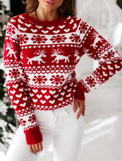 Langærmet strikket sweater til jul til kvinder - Sissa