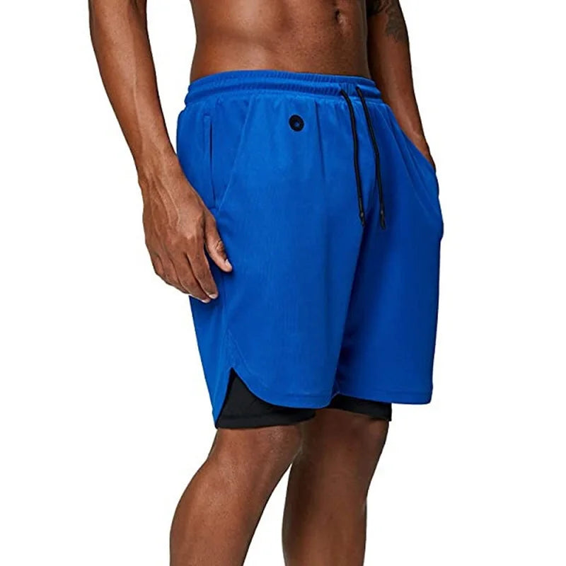 2-i-1 Løbeshorts til Mænd - Hurtigtørrende til Fitness, Jogging og Sport - Kesnik