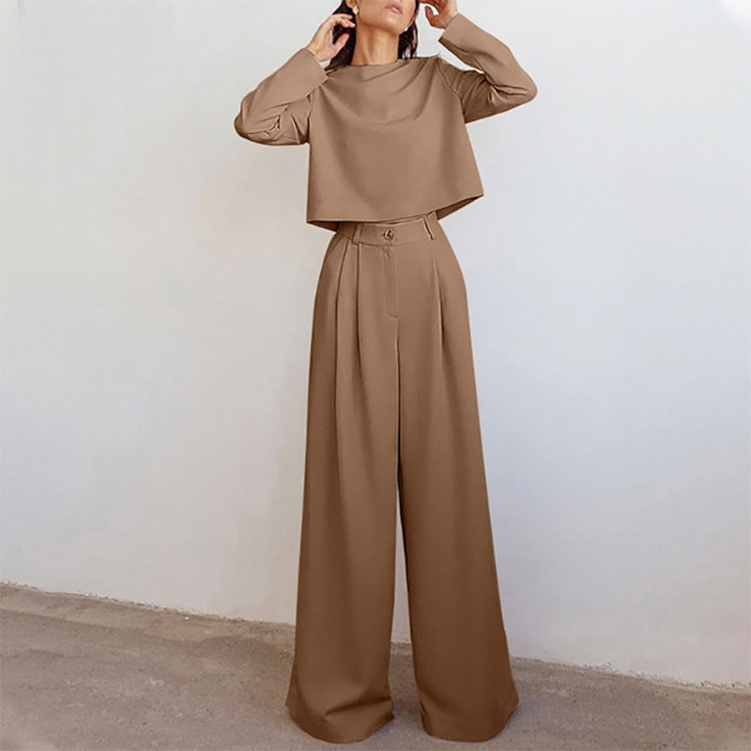 Elegant Todelt Damesæt | Top + Vide Bukser - Shelyia