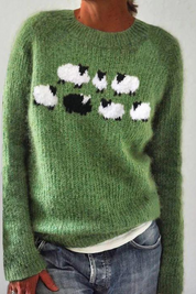 Grøn sweater med lange ærmer og print - Shani