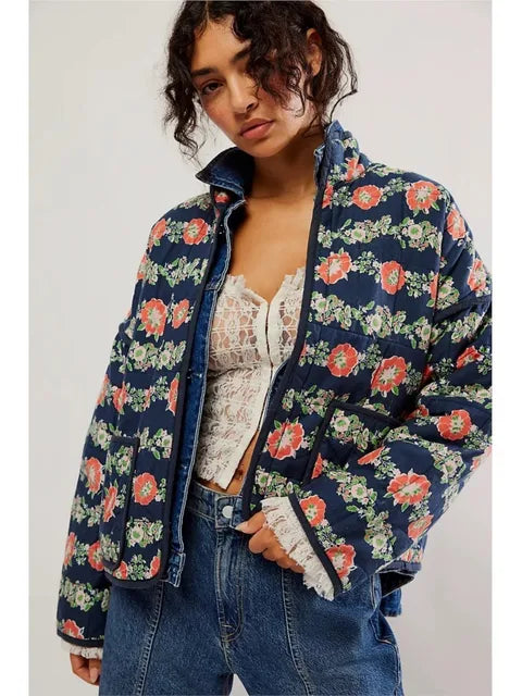 Liana - Vintagefrakke med jakke med blomsterprint