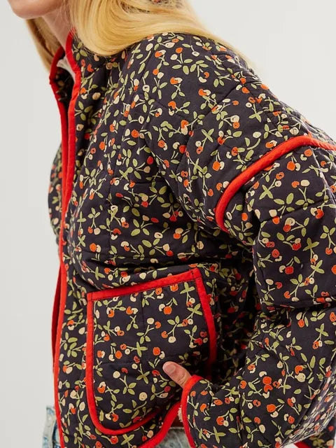 Liana - Vintagefrakke med jakke med blomsterprint