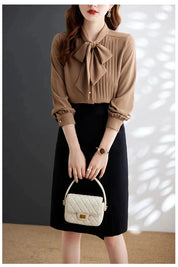 Camellia | Elegant bluse med knapsløjfe