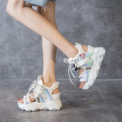 Chunky Neon-sandaler med høj platform og sporty detaljer - Preema