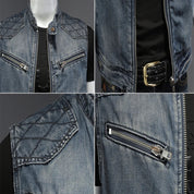 Retro nødlidende denimjakke til mænd - Rockeh