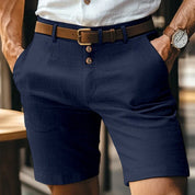 Årgang Linned Slim Pasform Shorts til Mænd | Sommer | Forår - Humbez