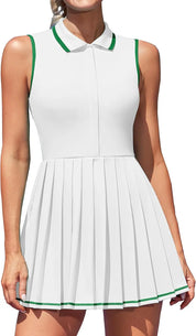 Dame Tennis- og Golfkjole - Plisseret Polo Et stykke med Shorts - Letixa