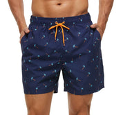 Strandshorts med tropisk tryk elastisk talje til mænd - Quveno