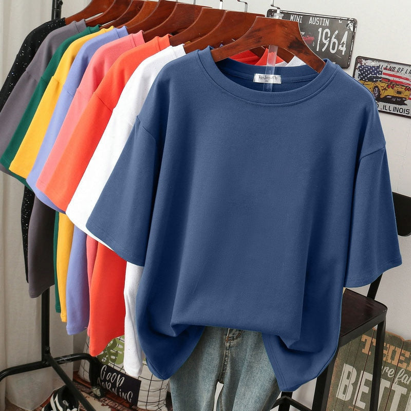 Bomuld basic plus-størrelse T-shirt til kvinder - Annika