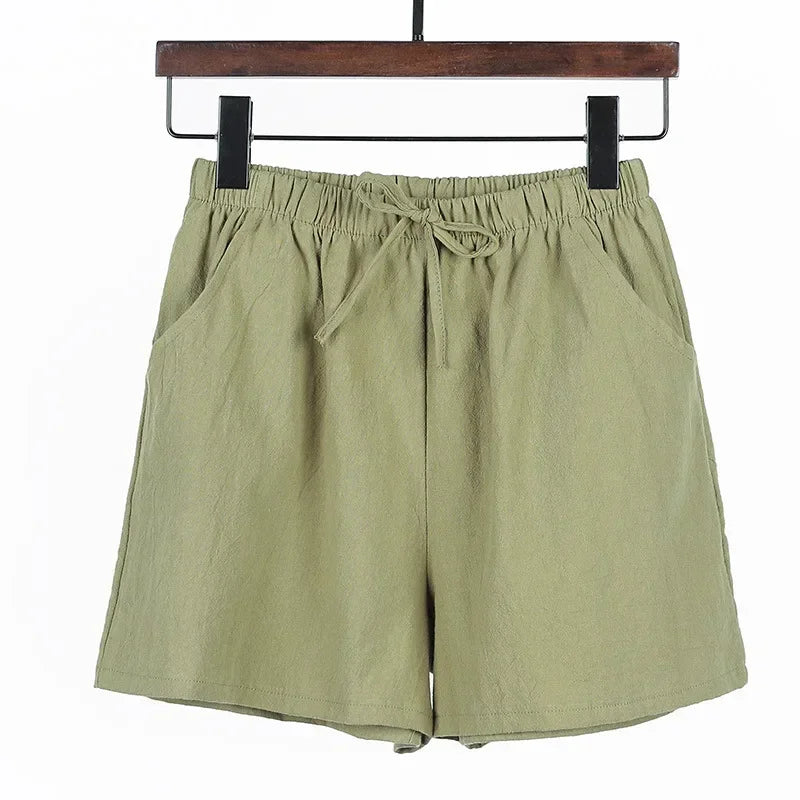 Casual Højtaljede Hørshorts til Kvinder - Shaya
