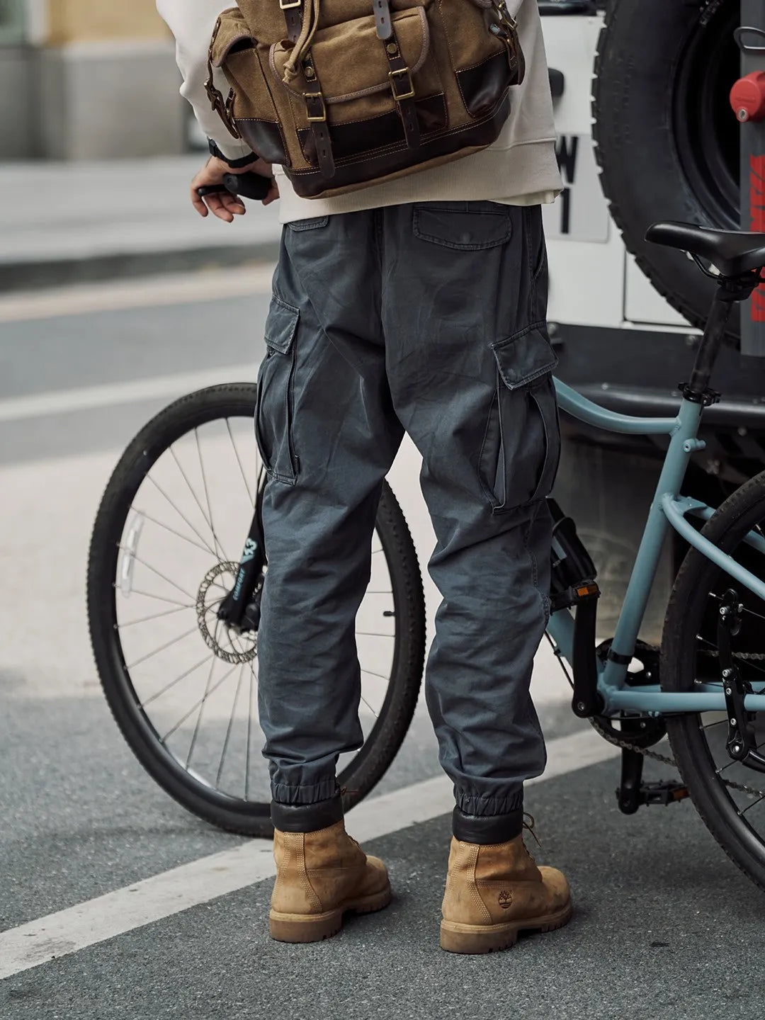 Mænds ren Bomuld Løse Tilspidsede Cargobukser | Streetwear Stil - Kenni