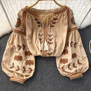 Boho Stil langærmet Bluse - Evenia