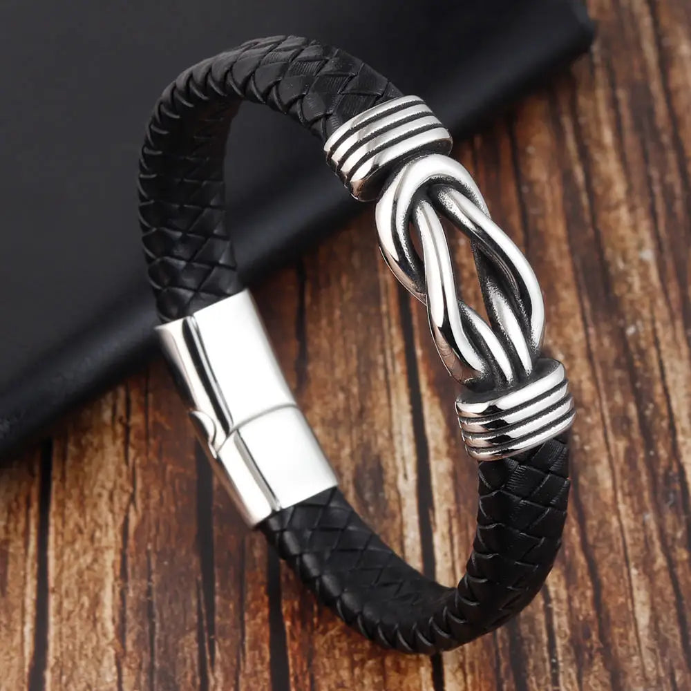 Flerlags Vævet Læderarmbånd til Mænd - Zacco