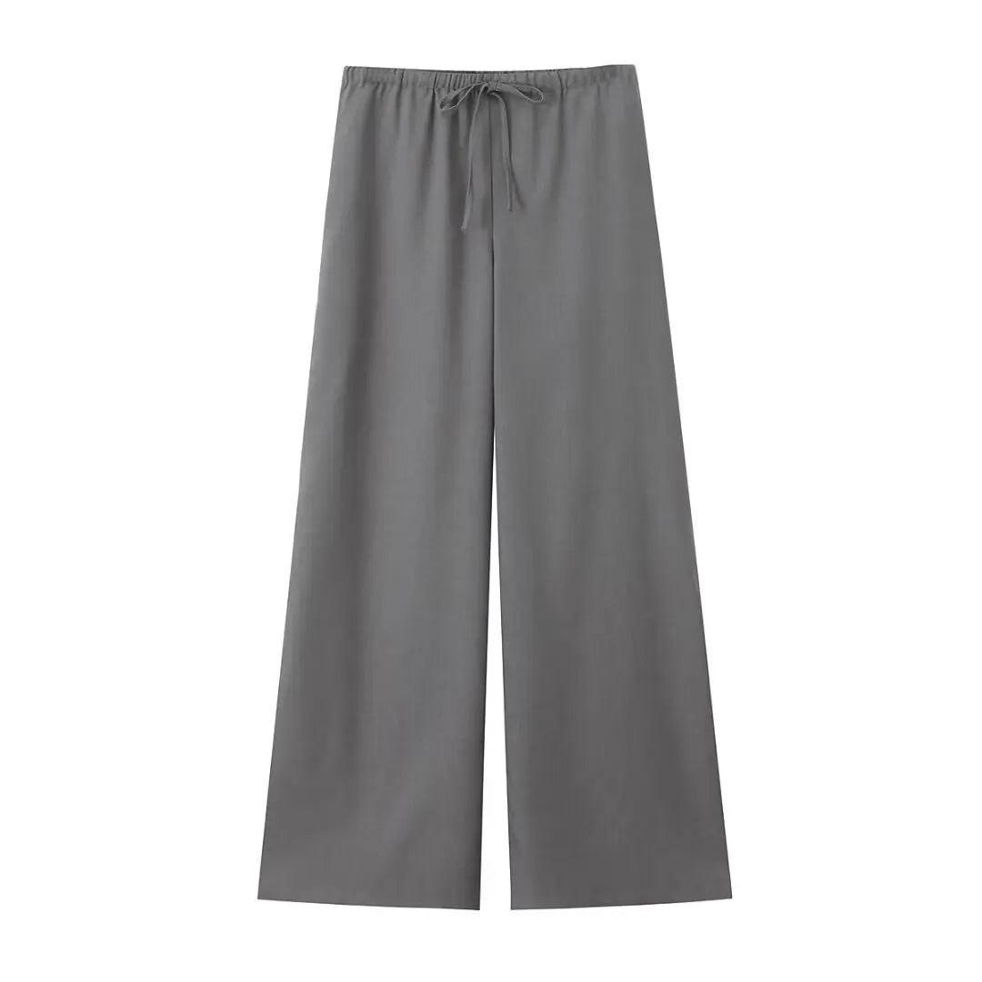 Forårs Linned Damesæt [ Kimono top + Brede Bukser ] - Marlani