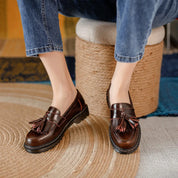 Premium Læder Oxford Arbejdskontor Kvinder Stilfulde Loafers - Urana