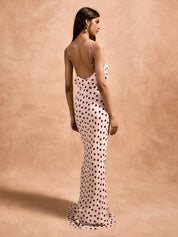 Print Polka Dot 3D Blomster Kvinder Maxi Kjole - Kitty