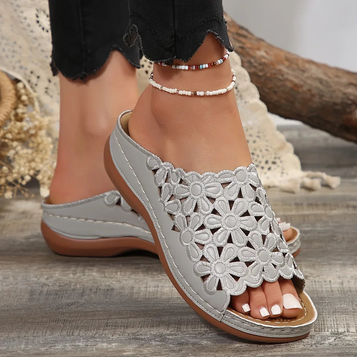 Blomstrede Hule Sandaler - Chantal