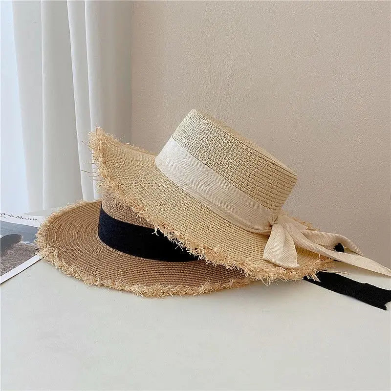 Vævet distressed trim sløjfebånd solhat - Sommer - Mikotia