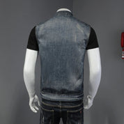 Retro nødlidende denimjakke til mænd - Rockeh