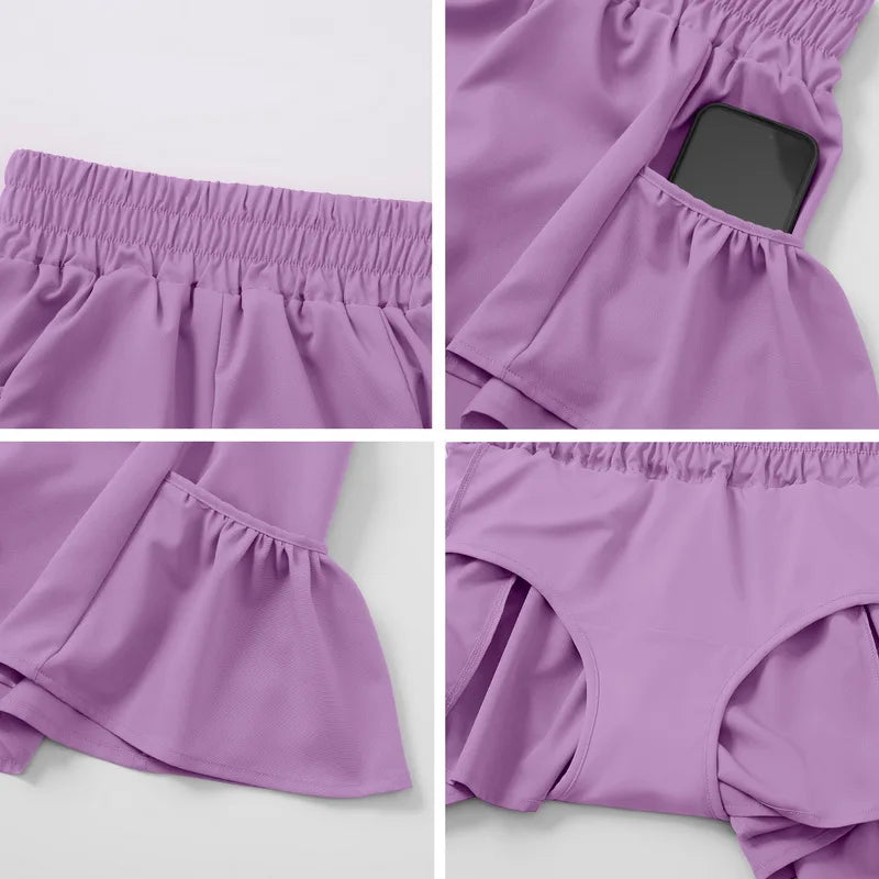 Sportsshorts til Kvinder med Flæser og Lommer | Yoga, Fitness, Fitnesscenter, Pilates - Casla