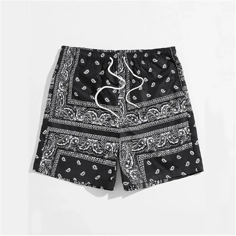Strandshorts med elastisk talje med bandanatryk til mænd - Javiero