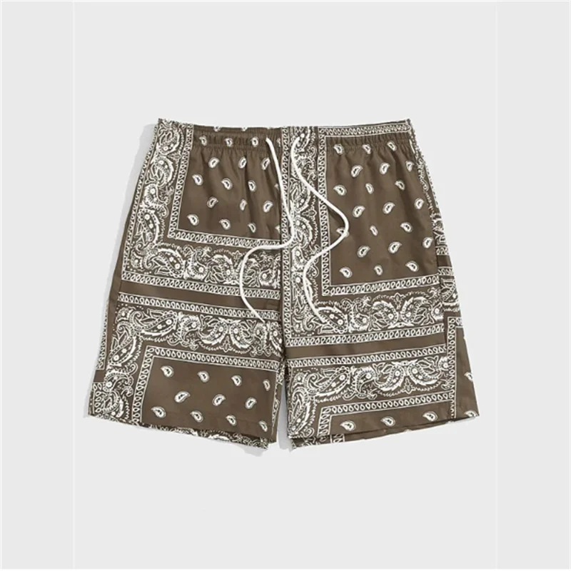 Strandshorts med elastisk talje med bandanatryk til mænd - Javiero