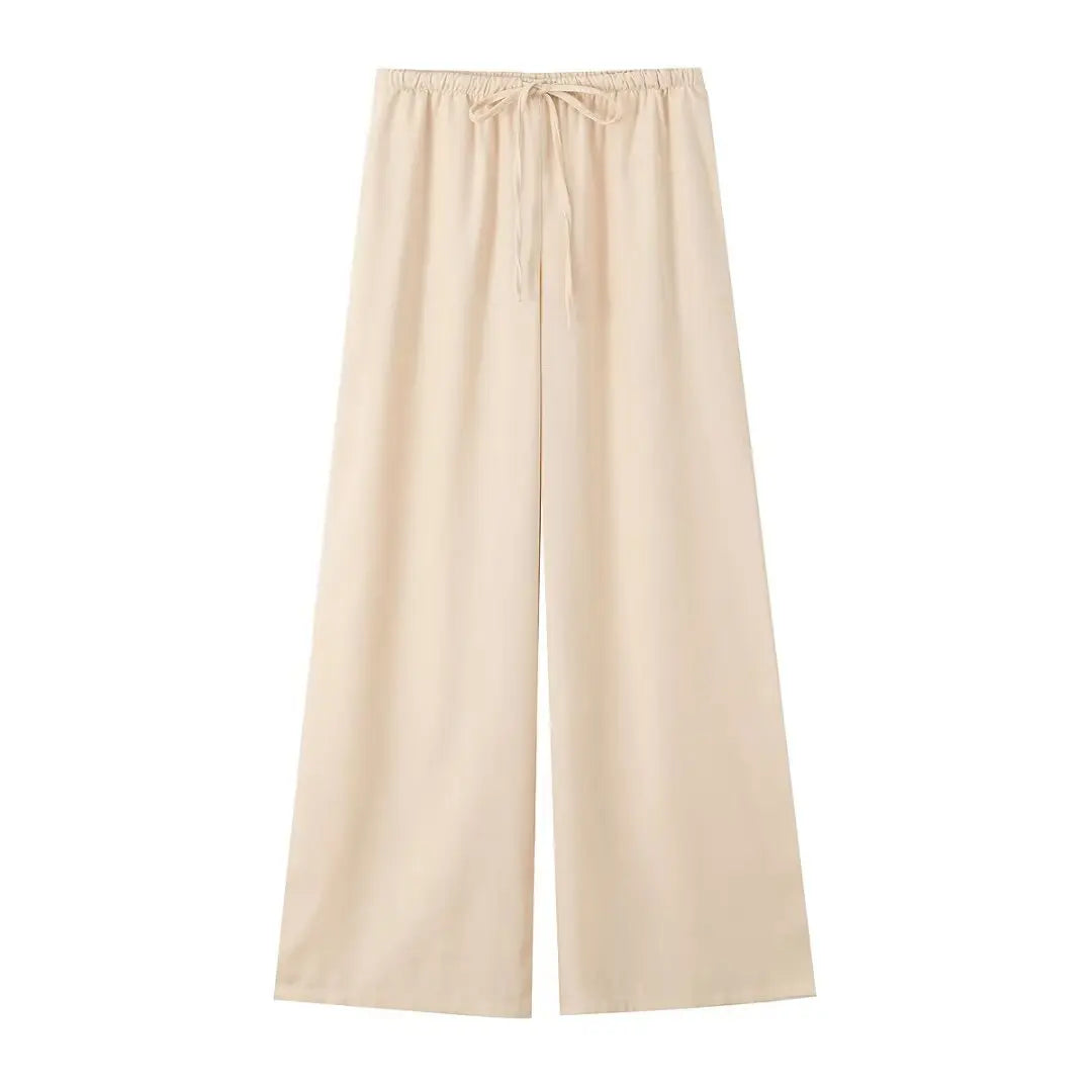 Forårs Linned Damesæt [ Kimono top + Brede Bukser ] - Marlani