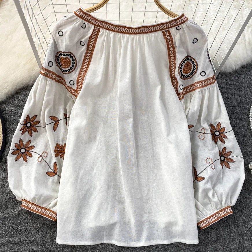 Boho Stil langærmet Bluse - Evenia