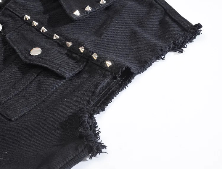 Slim fit ærmeløs denimjakke til mænd - Croher