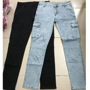 Herre Vaskede Denim Cargo Jeans med Flere Lommer - Seabo