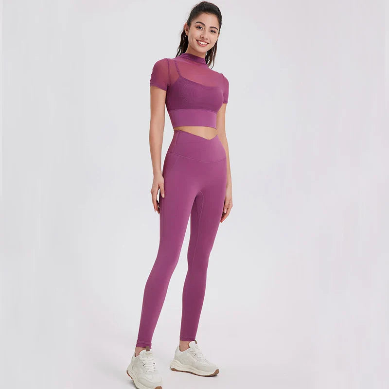 Hurtigttørrende 2-delt Sæt | Yogatop og Bløde Leggings - Jazza