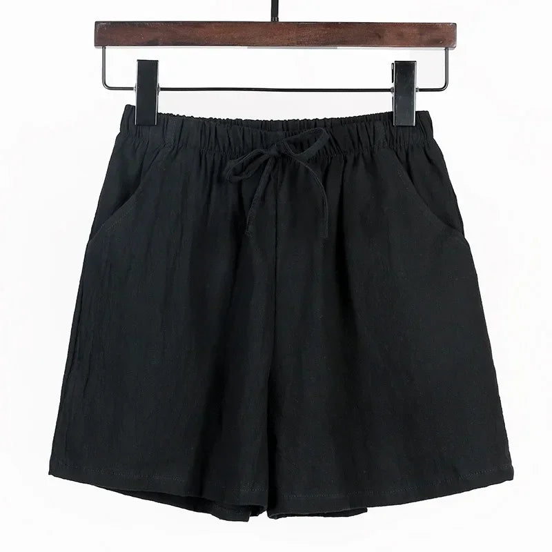 Casual Højtaljede Hørshorts til Kvinder - Shaya