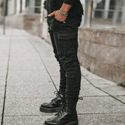 Herre Vaskede Denim Cargo Jeans med Flere Lommer - Seabo