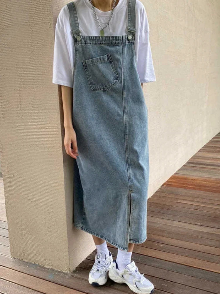 Falmet Overalls Denim kjole - Karila