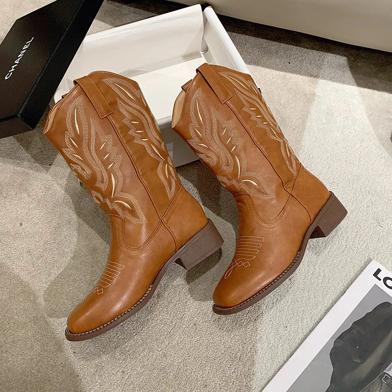 Broderede Cowboystøvler i Læder til Kvinder - Abbama