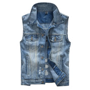 Rippet ærmeløs Denimvest til Mænd - Billyo