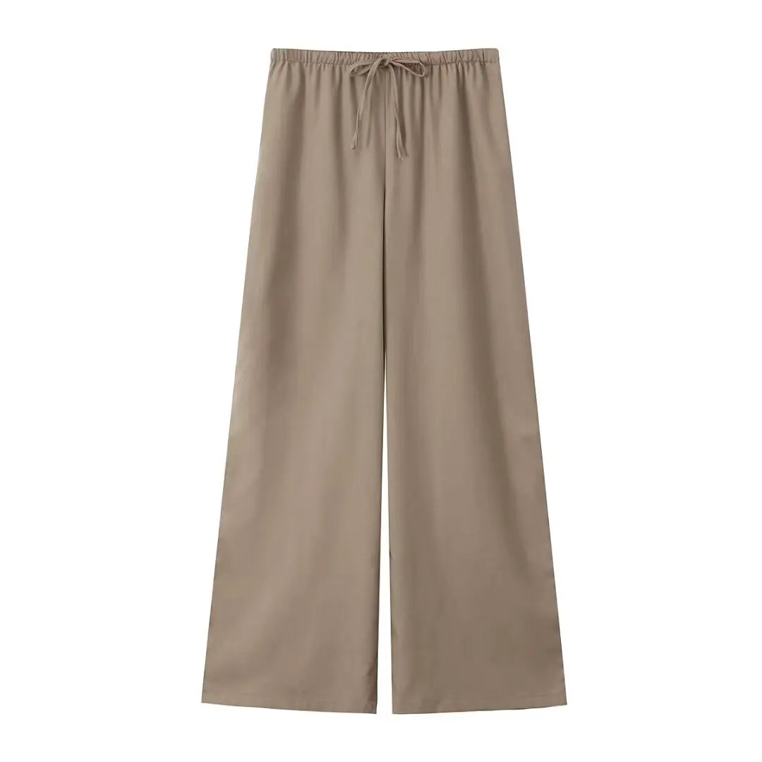Forårs Linned Damesæt [ Kimono top + Brede Bukser ] - Marlani