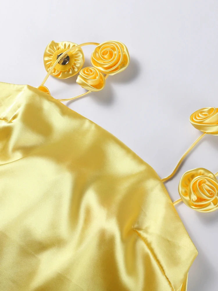 Kort Kjole til Kvinder med 3D-blomster – Romantisk og Trendy - Flaviz