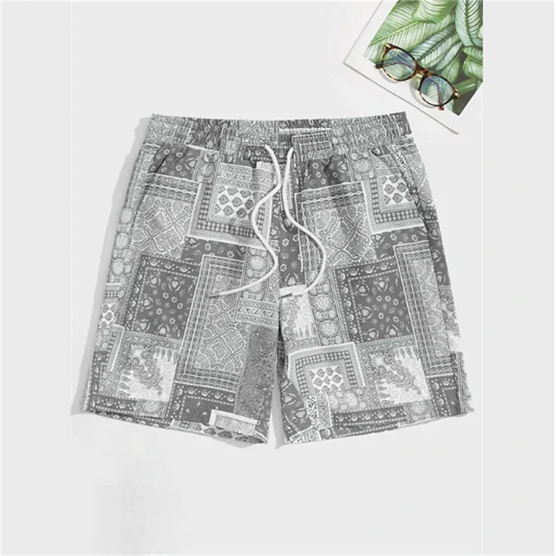 Strandshorts med elastisk talje med bandanatryk til mænd - Javiero