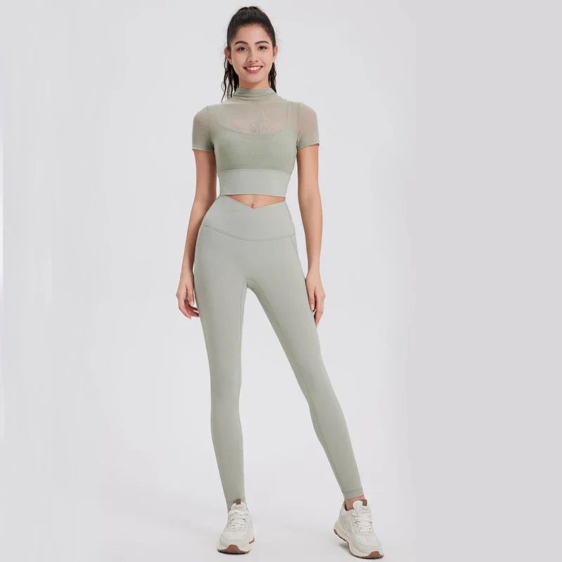 Hurtigttørrende 2-delt Sæt | Yogatop og Bløde Leggings - Jazza
