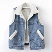 Denimvest med fleecefor til kvinder l forårskollektion - Spaka