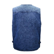 Ærmeløs denimvest med flere lommer til mænd - Kellez