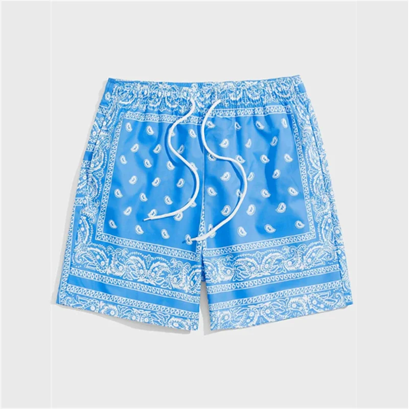 Strandshorts med elastisk talje med bandanatryk til mænd - Javiero