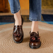 Premium Læder Oxford Arbejdskontor Kvinder Stilfulde Loafers - Urana